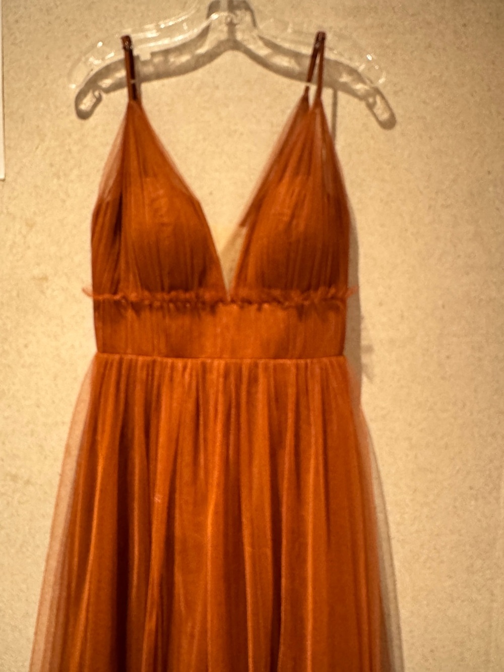 Revelry Rust Orange Satin Evening Dress